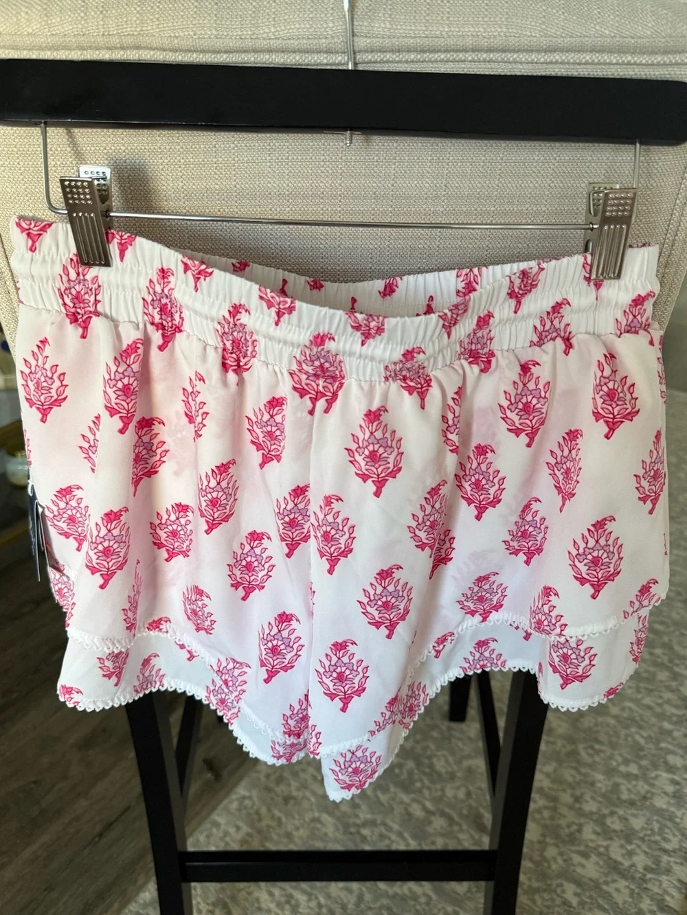 Roller Rabbit x Target Pink Block Print Ruffle Lounge Shorts XS NWT